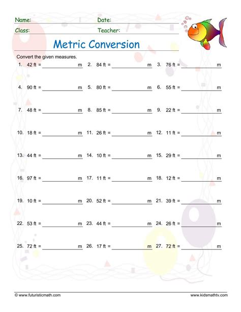 Image result for Meter Conversion Worksheet