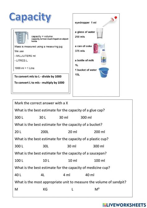 Image result for Capacity Multiplication and Division Worksheets