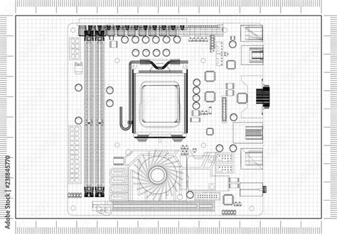 Computer Motherboard Architect Blueprint Stock Illustration | Adobe Stock