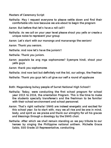 Toradh íomhá ar Opening Ceremony Script Sample