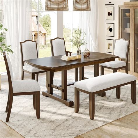 Toradh íomhá ar Wood Dining Table with Bench