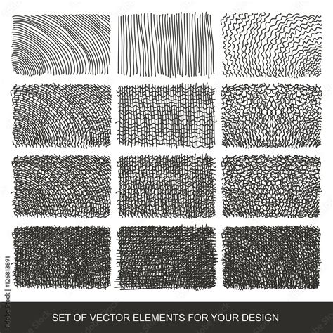 Set drawing gradient texture brushes. Hand-drawn abstract design Stock ...