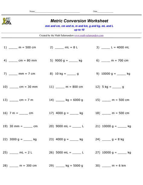 Image result for Metric Conversion Practice Worksheet
