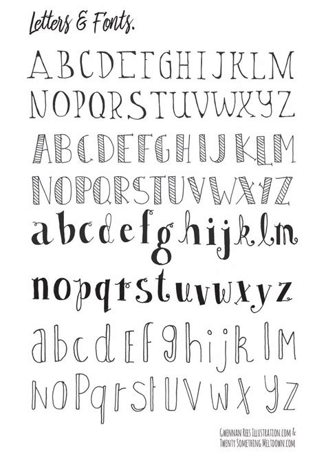 Toradh íomhá ar Hand Lettering Alphabets Printable