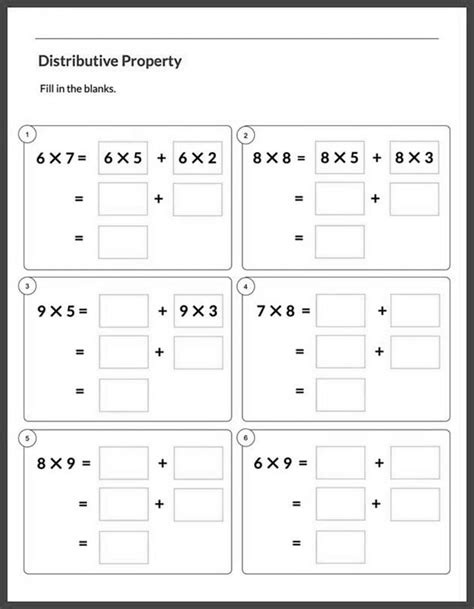 Toradh íomhá ar Distributive Property Activity