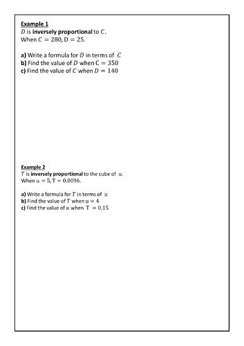 Inverse Proportion (including tables) | Teaching Resources