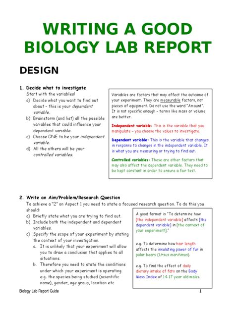 Toradh íomhá ar Biology Lab Book Write Up Example