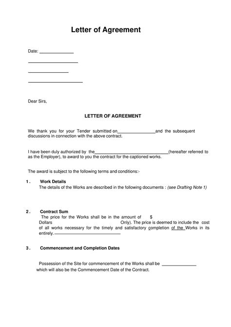 Toradh íomhá ar Simple Letter of Agreement Template