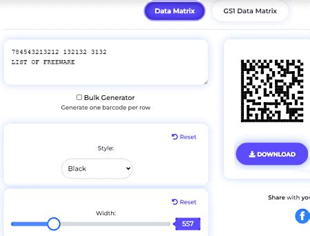 Toradh íomhá ar Data Matrix Barcode Generator