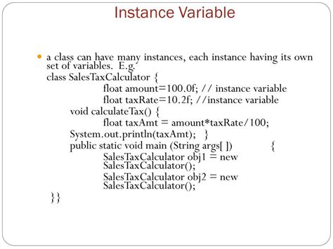Image result for Instance Variables Example