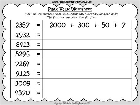 Image result for 3rd Grade Math Worksheets Place Value