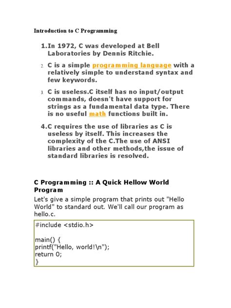 Image result for Introduction to C Language in Code