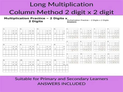 Image result for Multiplication Column Method No Answer