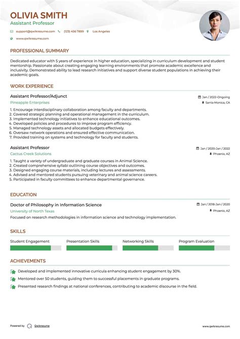 Image result for Computer Science Assistant Professor Resume