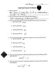 Image result for Half-Life Formul for 9th Graders Worksheet Answer Key