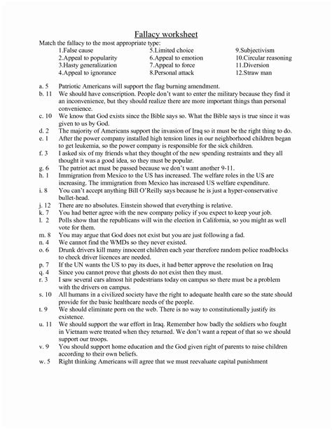 Toradh íomhá ar Logical Fallacies Worksheet