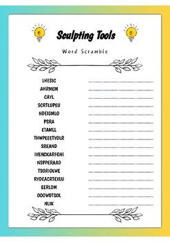 Afbeeldingsresultaten voor Sculpting Tools Worksheet