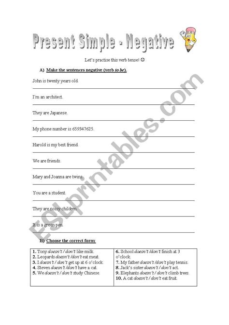 Image result for Present Simple Negative Form Worksheet