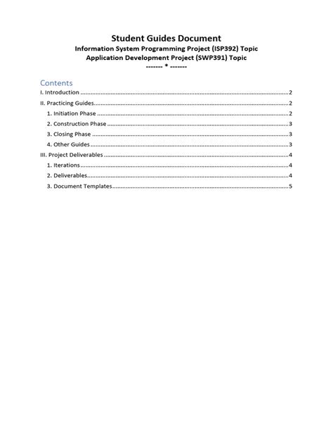 Image result for Typical Guide Document Structure