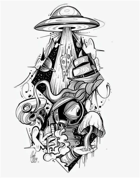 Alien Space Tattoo Drawing 的图像结果