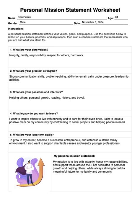 Personal Mission Statement Worksheet & Example | Free PDF Download