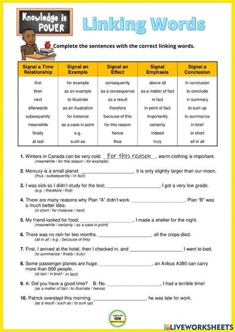 Image result for Linking Words for Explaining