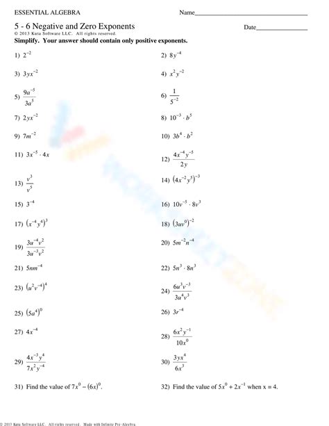 Image result for Multiply Negative Numbers Exponents Worksheet