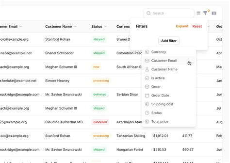 Image result for Table Filter Samples