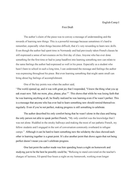 Image result for Essay Draft Example