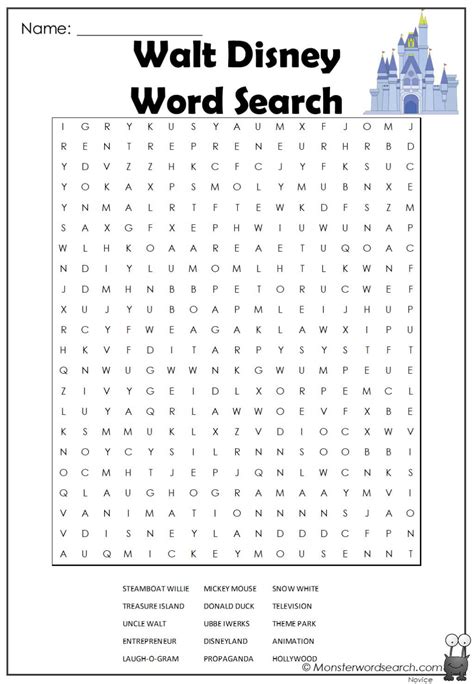 Image result for Disney Movie Word Search Printable