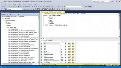 SQL Management GUI に対する画像結果