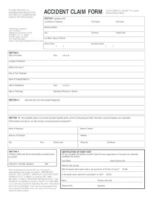 Image result for Accident Claim Form