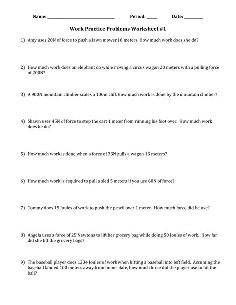 Image result for Calculating Work Worksheet Answers PDF