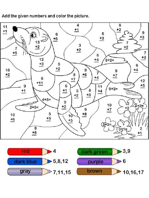 Image result for Color by Addition Worksheets Color Key