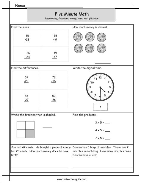 Image result for First Grade Math Minute Worksheets