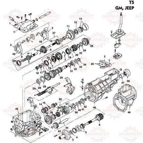 Toradh íomhá ar Line Drawing of Transmission in Exploded View