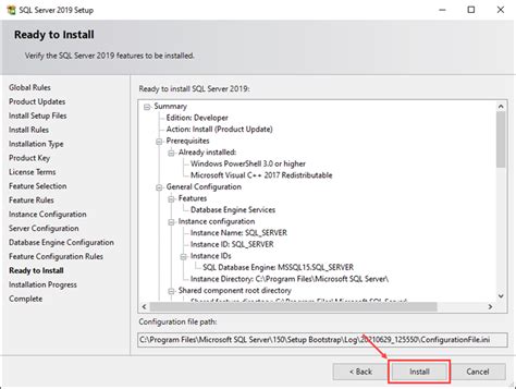 Toradh íomhá ar SQL Setup Summary