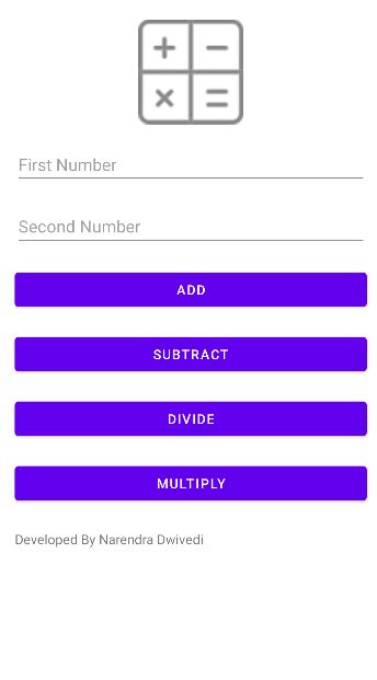 Toradh íomhá ar Calculator Use LinearLayout Android Studio