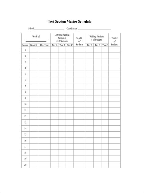 Master Test Plan Schedule Template に対する画像結果