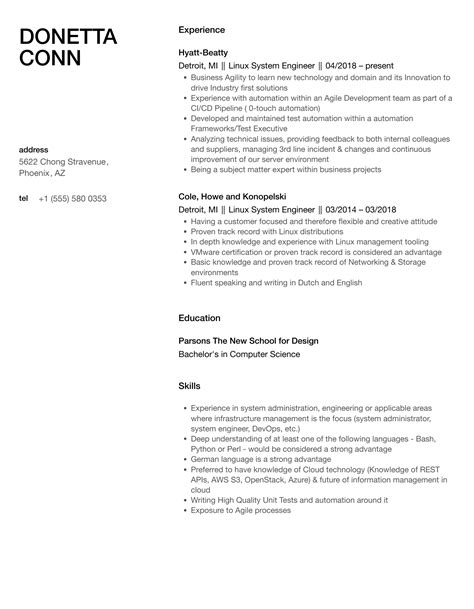 Image result for Linux Resume Sample