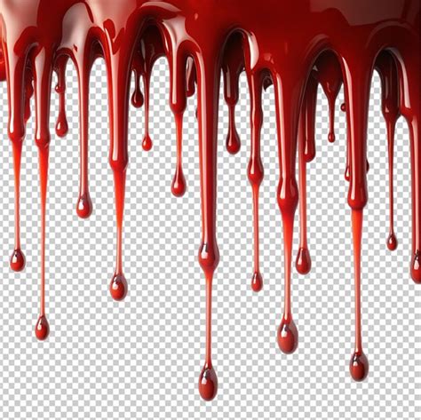 Premium PSD | Blood drips on transparent background