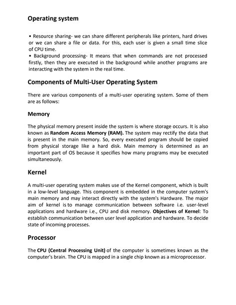 Toradh íomhá ar Components of a Multi User Operating System