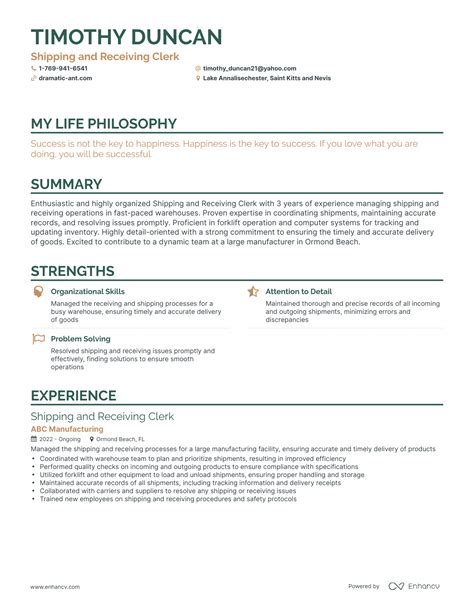 Shipping and Receiving Resume Examples に対する画像結果