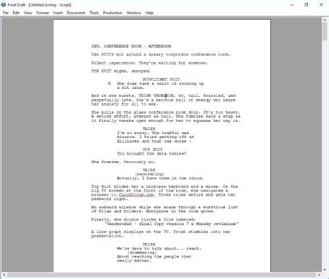 Toradh íomhá ar Final Draft Script Pages