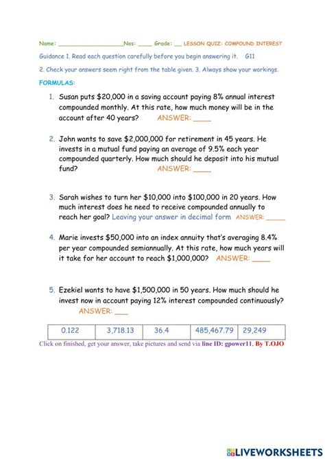 Image result for Compound Interest Practice Worksheet