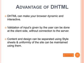 Advantages of DHTML に対する画像結果