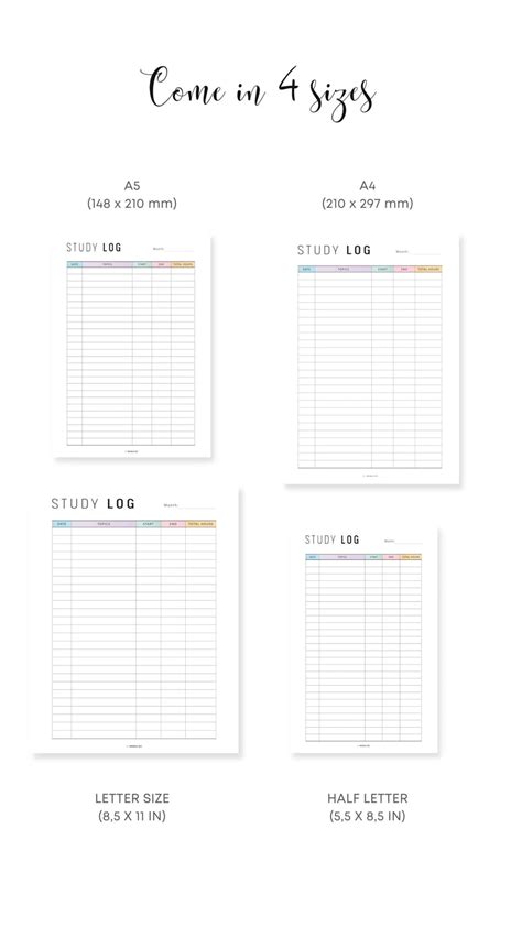 Image result for Study Log Template