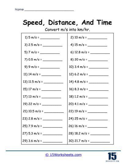 Image result for Speed Distance Time Worksheet Link