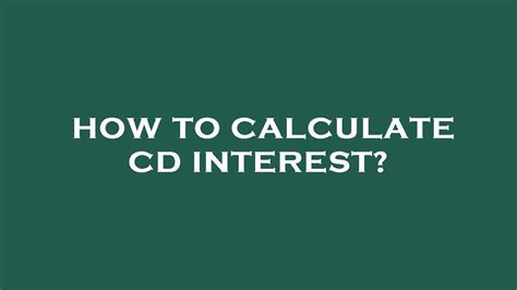Image result for CD Interest Formula