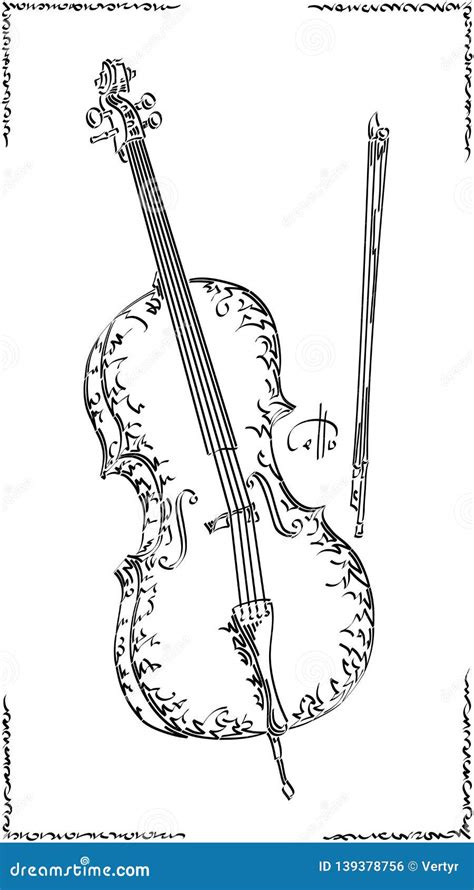 Toradh íomhá ar Simple Line Drawing of Cello